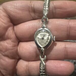 Working VTG Wittnauer Swiss Watch 10K RGP Silver Steel Womens 16mm Fit 6.5" Rare